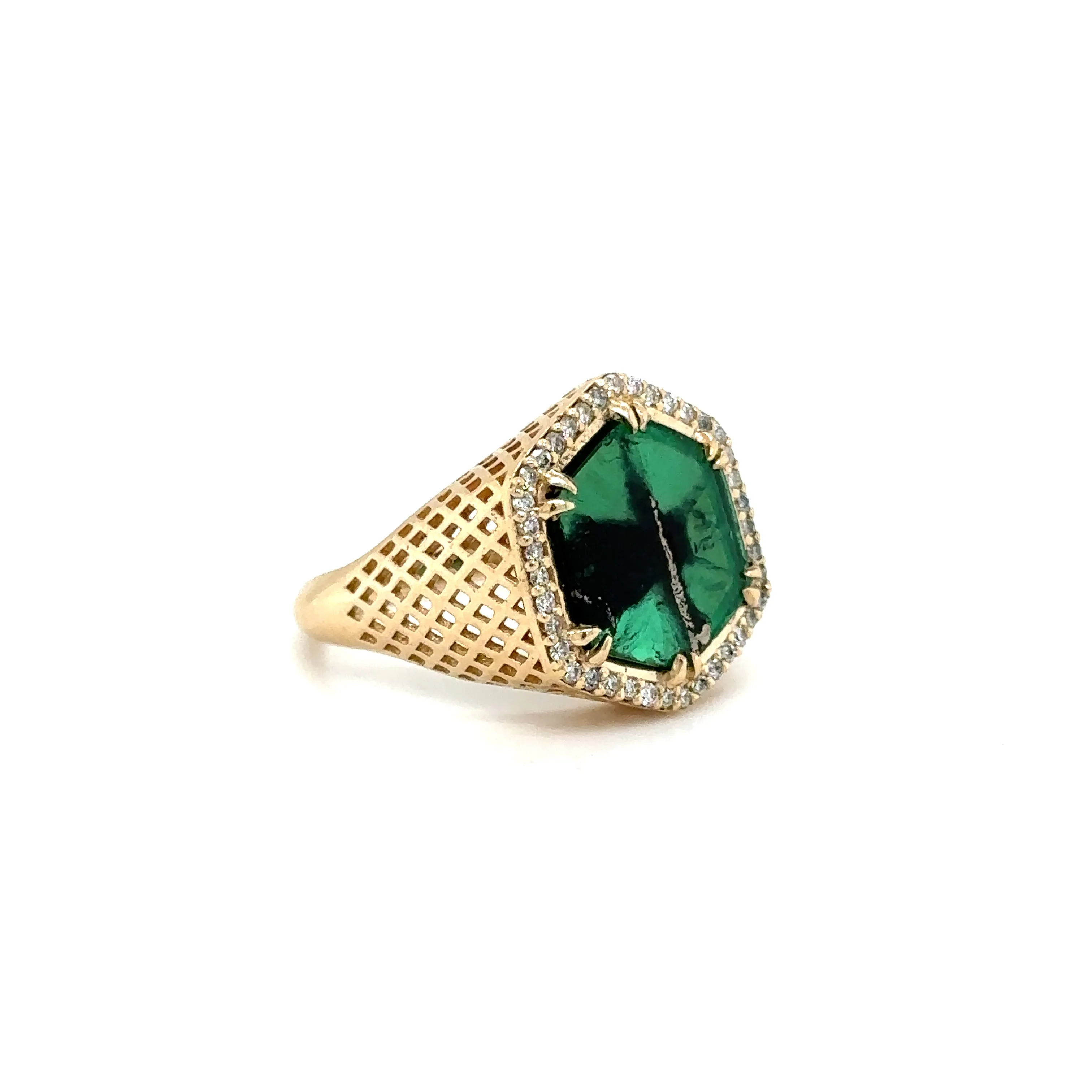 Trapiche Emerald & Diamond “Finn” Ring