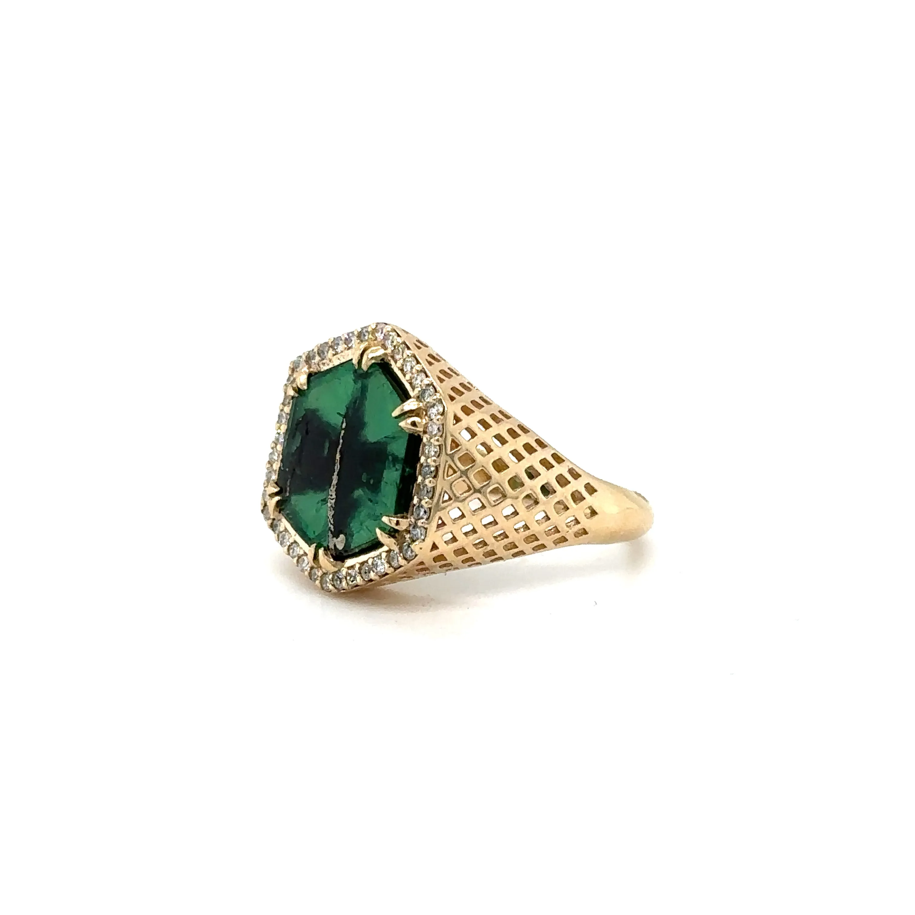 Trapiche Emerald & Diamond “Finn” Ring