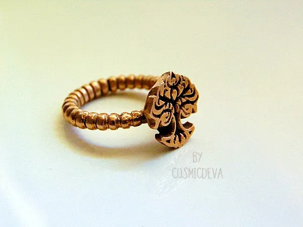 Tree Of Life Dainty Gold Bronze Ring, Tree of life Ring, Tree ring, US 7 Ring