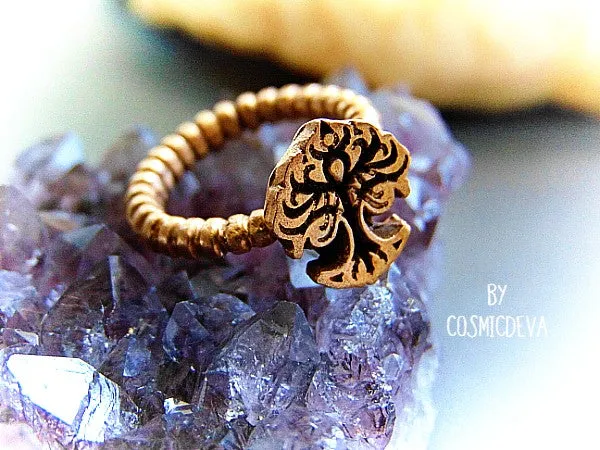 Tree Of Life Dainty Gold Bronze Ring, Tree of life Ring, Tree ring, US 7 Ring