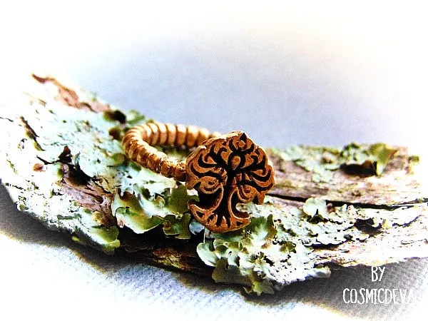 Tree Of Life Dainty Gold Bronze Ring, Tree of life Ring, Tree ring, US 7 Ring