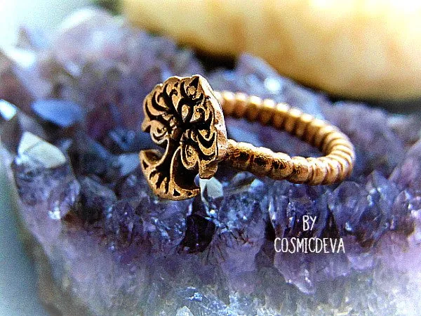 Tree Of Life Dainty Gold Bronze Ring, Tree of life Ring, Tree ring, US 7 Ring