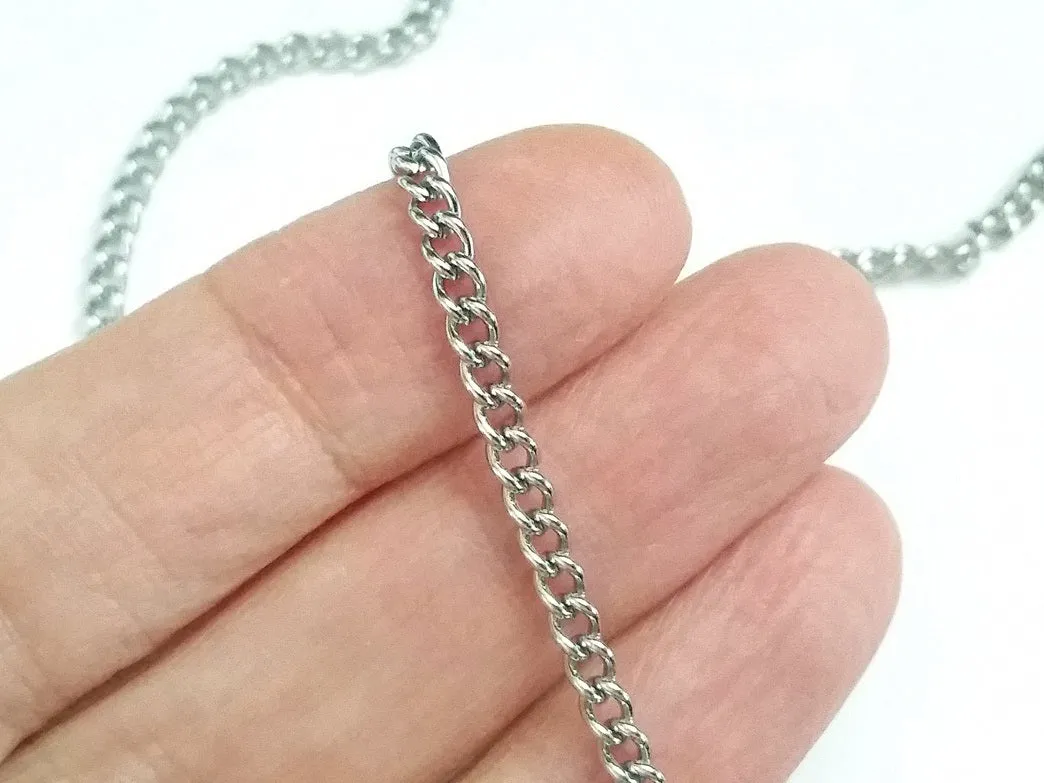 Twist Chain, Stainless Steel Chain, Bulk 50 Meters Spooled, 4x3x1mm, #1936