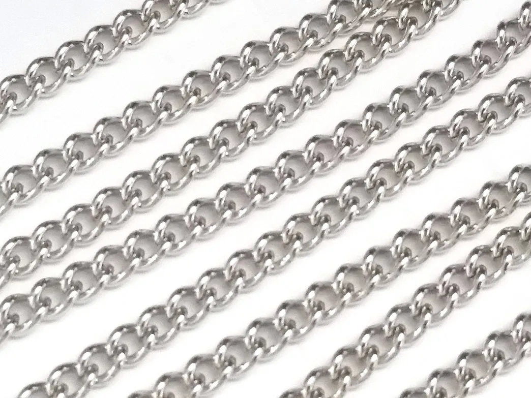 Twist Chain, Stainless Steel Chain, Bulk 50 Meters Spooled, 4x3x1mm, #1936