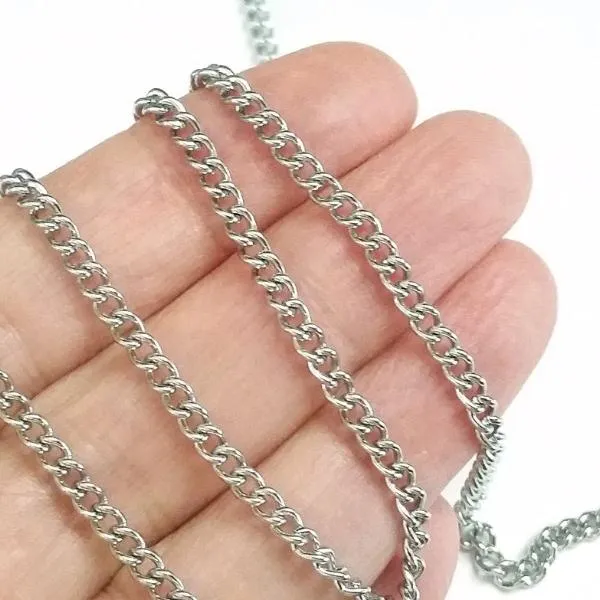 Twist Chain, Stainless Steel Chain, Bulk 50 Meters Spooled, 4x3x1mm, #1936