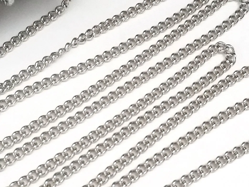 Twist Chain, Stainless Steel Chain, Bulk 50 Meters Spooled, 4x3x1mm, #1936