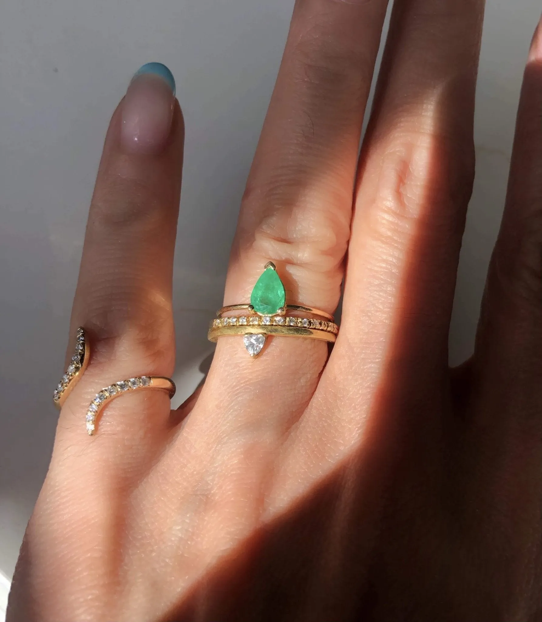 Venus - 14K Gold Pear Shaped Emerald Ring