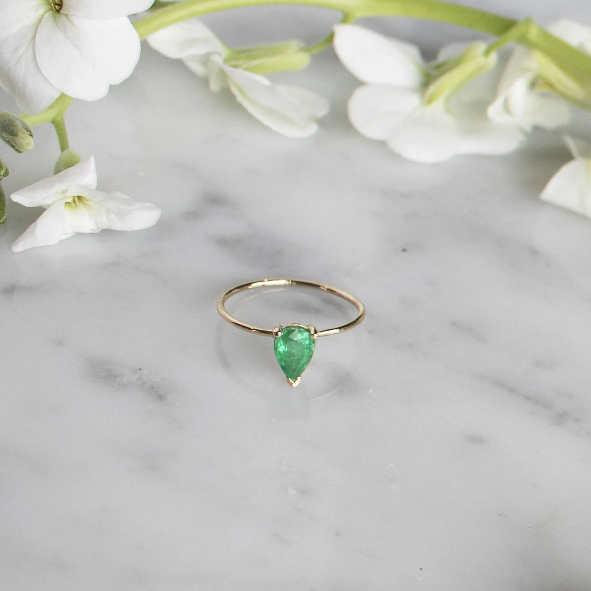 Venus - 14K Gold Pear Shaped Emerald Ring