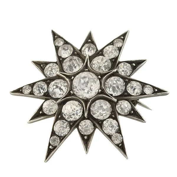 Victorian Sterling Silver & French Paste Starburst Pin