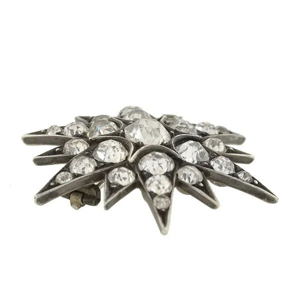 Victorian Sterling Silver & French Paste Starburst Pin