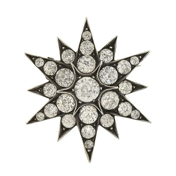 Victorian Sterling Silver & French Paste Starburst Pin