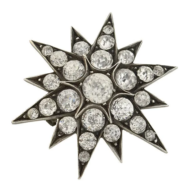 Victorian Sterling Silver & French Paste Starburst Pin