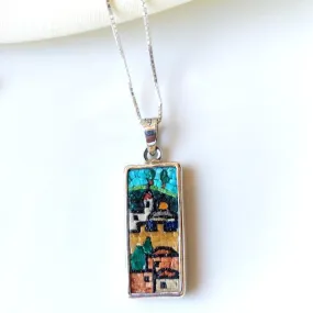 Village in Palestine Micro Mosaic Necklace | Hand Crafted Silver Jewelry