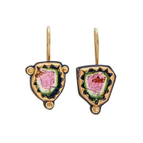 Watermelon tourmaline earrings in 22k, 18k and sterling