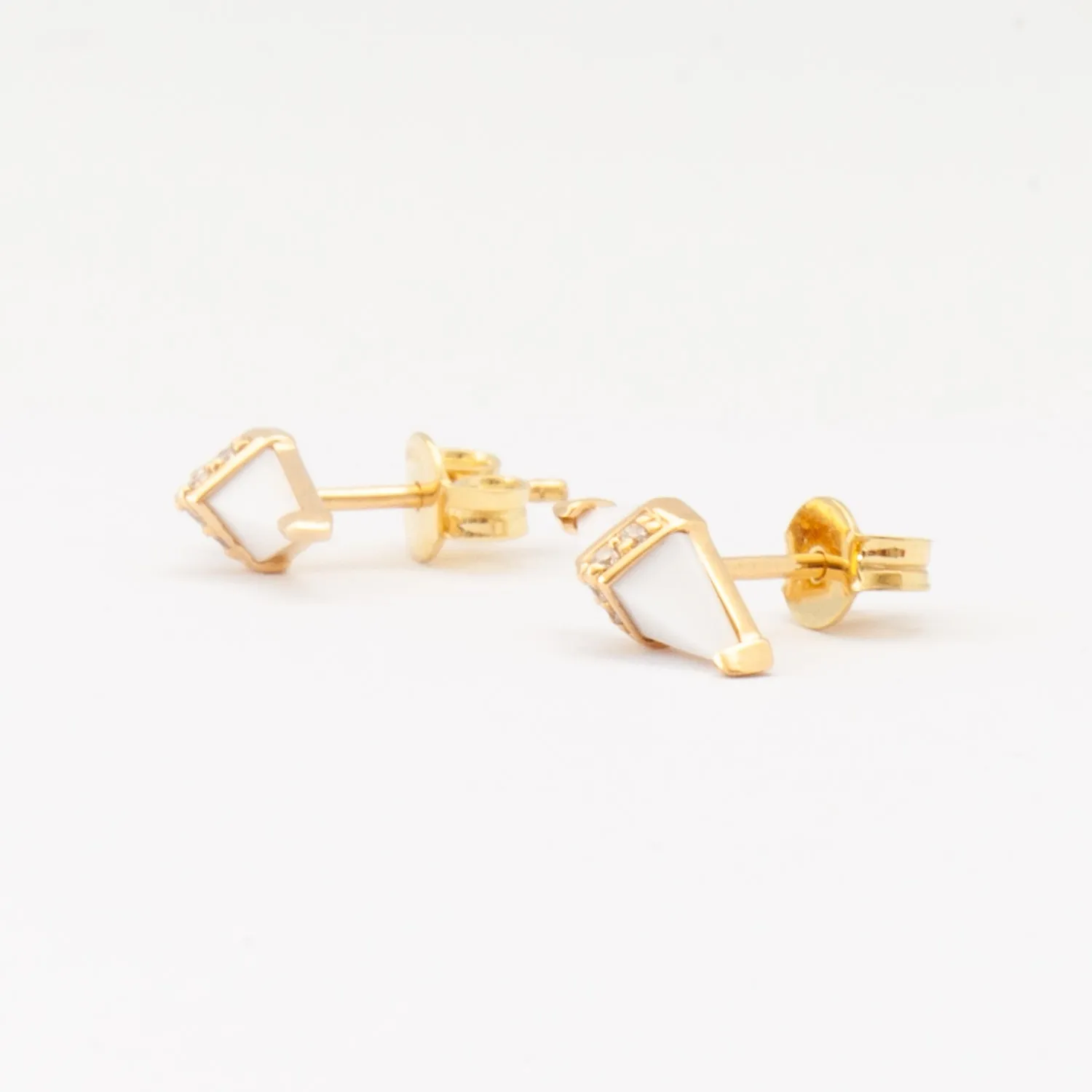 White Onyx & Diamond Pietra Studs