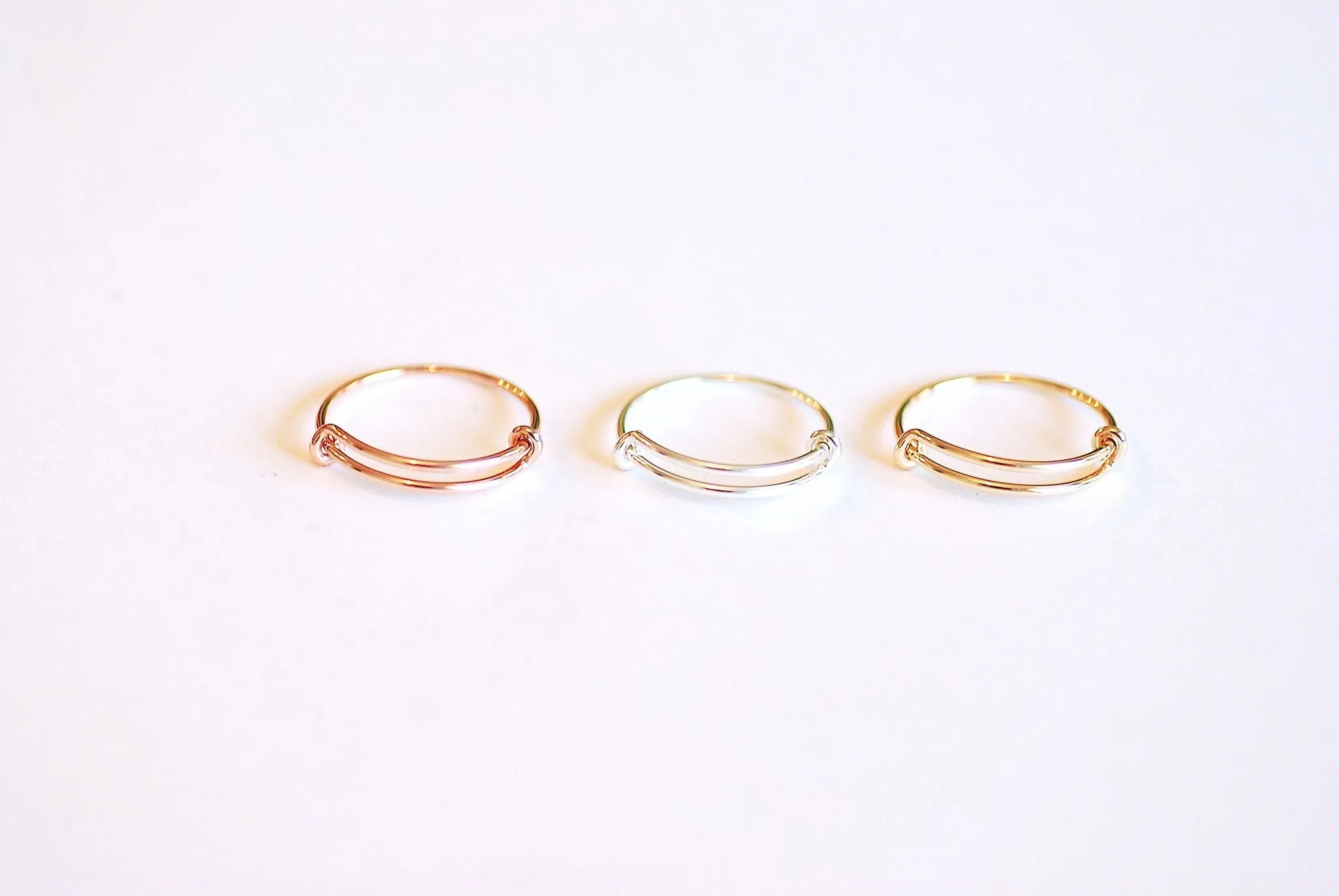 Wholesale Adjustable Finger Ring- Choose  925 Sterling Silver, 14k Gold Filled, 14k Rose Gold Filled, Ring sizes 6-8, Finger Rings, 1mm, 18ga Wire, 58