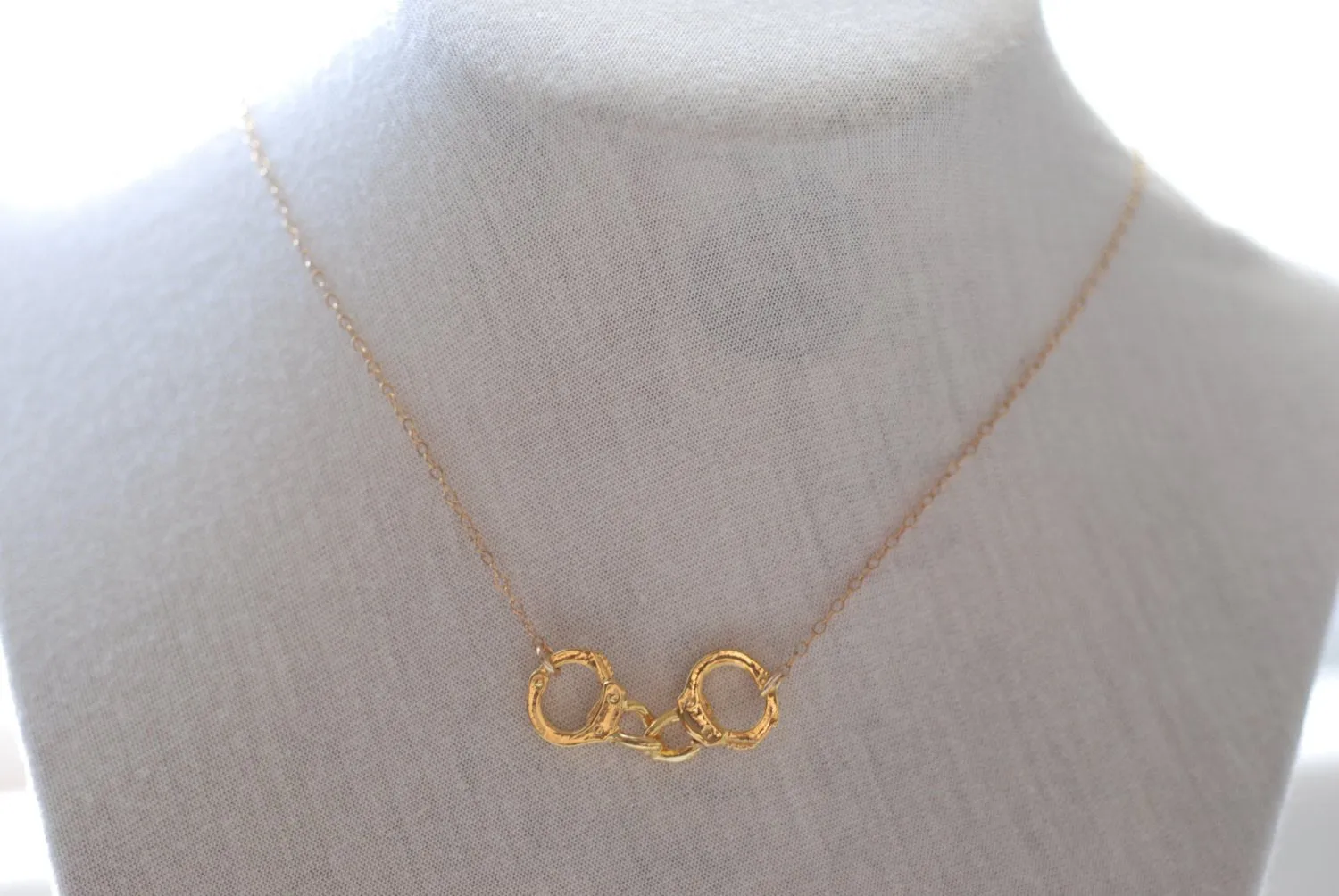 Wholesale Gold Handcuff Necklace - 18k gold Handcuffs, Handcuff Necklace, Handcuff Pendant, Partners in Crime, Delicate Jewelry by Heirloomenvy