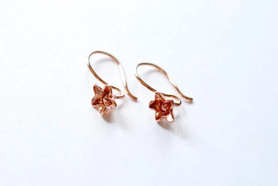 Wholesale Vermeil Rose Gold Flower Earring finding - 18k gold plated over Sterling Silver, Gold flower earrings, Gold earring finding, Gold Earrings