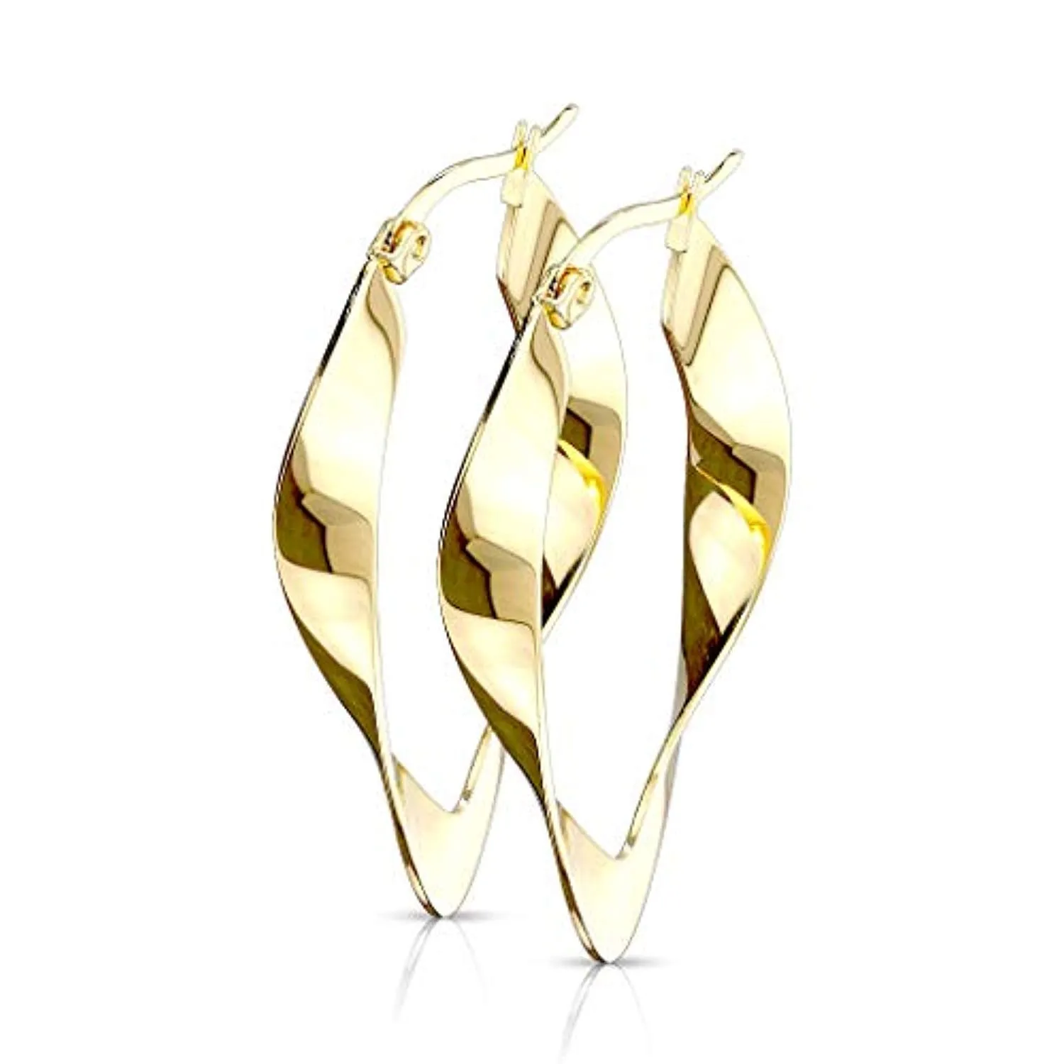 WildKlass Pair of 316L Stainless Steel Twisted Oval Hoop Earrings