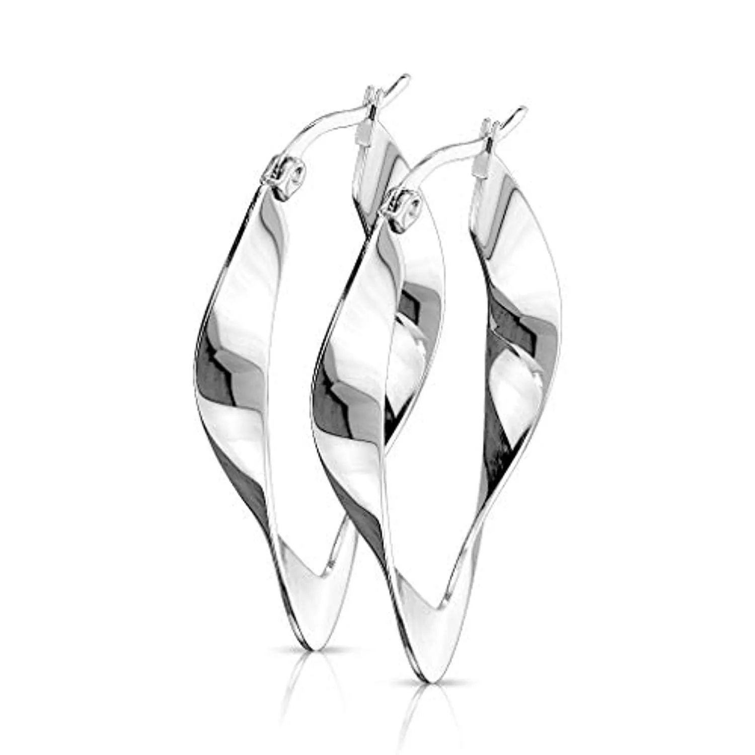 WildKlass Pair of 316L Stainless Steel Twisted Oval Hoop Earrings