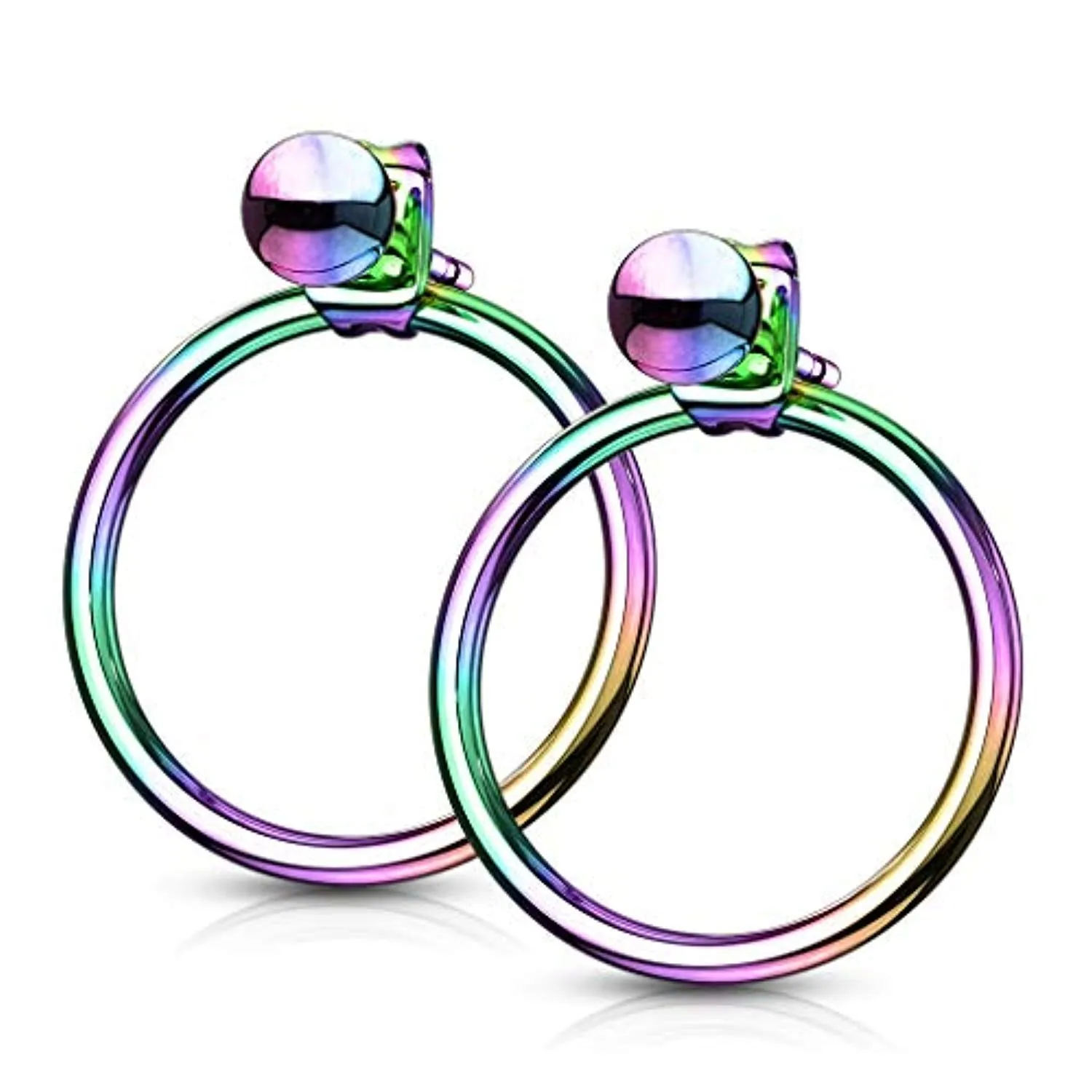 WildKlass Pair of Hollow Ball with Hoop Back 316L Stainless Steel Earrings