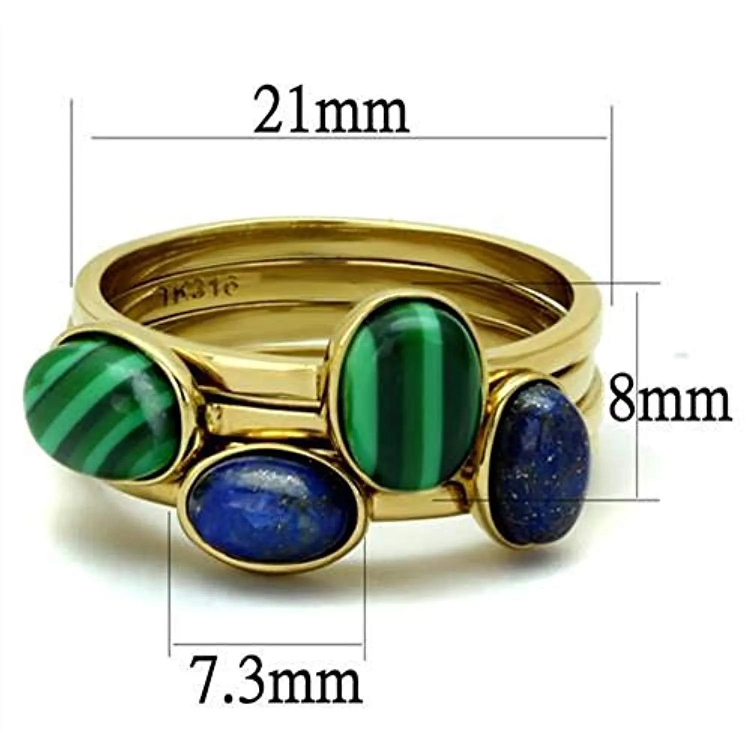 WildKlass Stainless Steel Ring IP Gold Women Synthetic Emerald