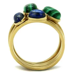 WildKlass Stainless Steel Ring IP Gold Women Synthetic Emerald