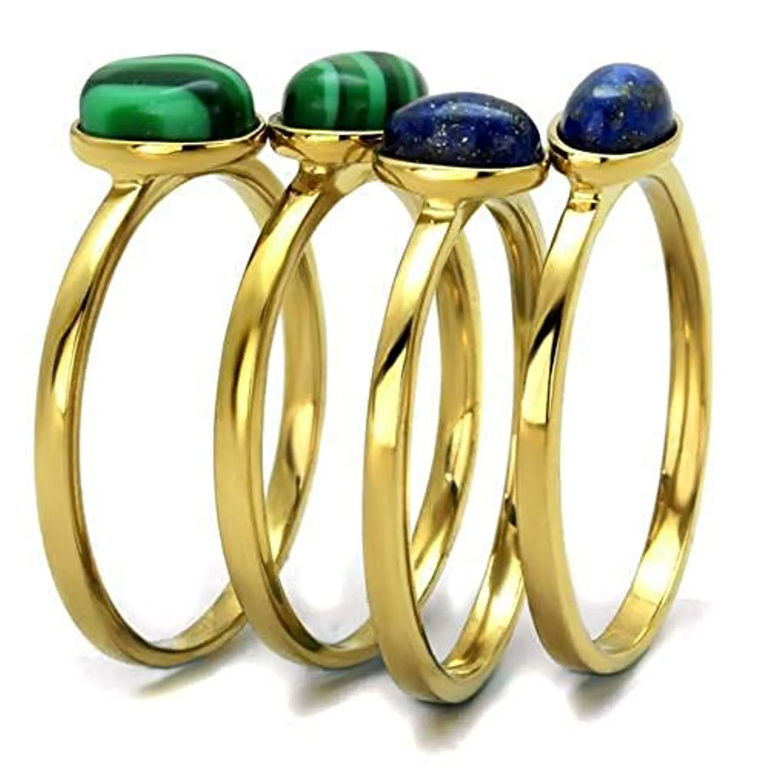 WildKlass Stainless Steel Ring IP Gold Women Synthetic Emerald