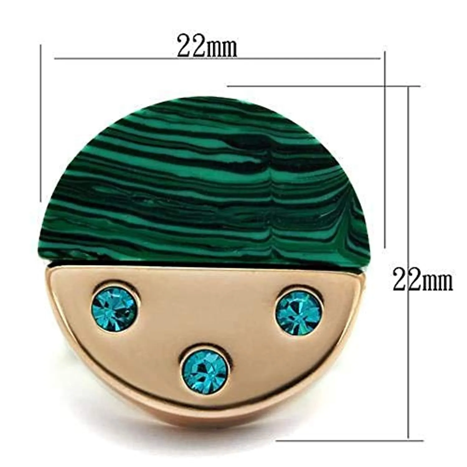 WildKlass Stainless Steel Ring IP Rose Gold Women Synthetic Emerald