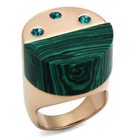 WildKlass Stainless Steel Ring IP Rose Gold Women Synthetic Emerald