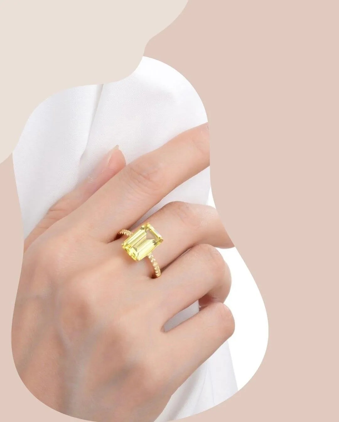 Yellow Sapphire Emerald Cut Statement Ring