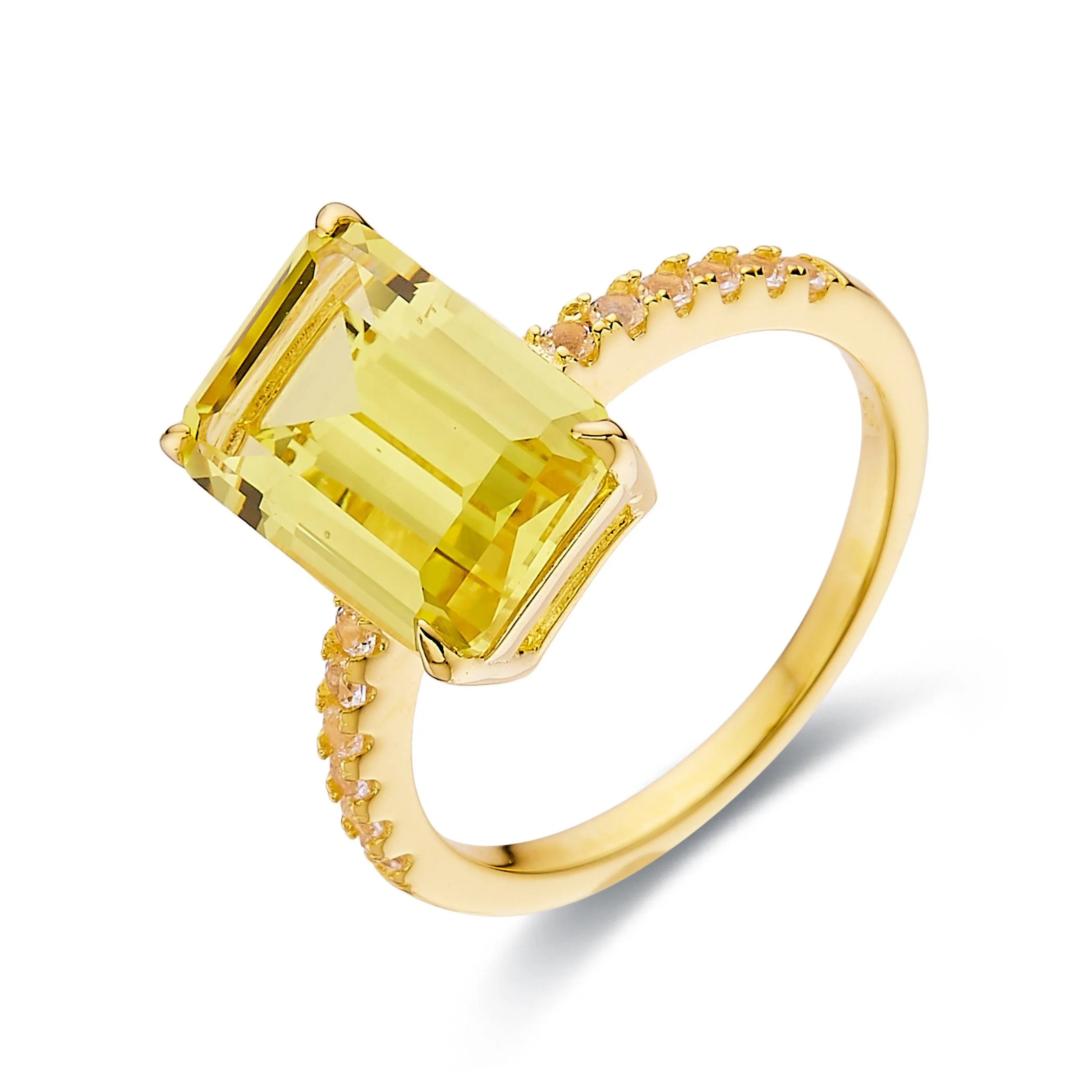 Yellow Sapphire Emerald Cut Statement Ring