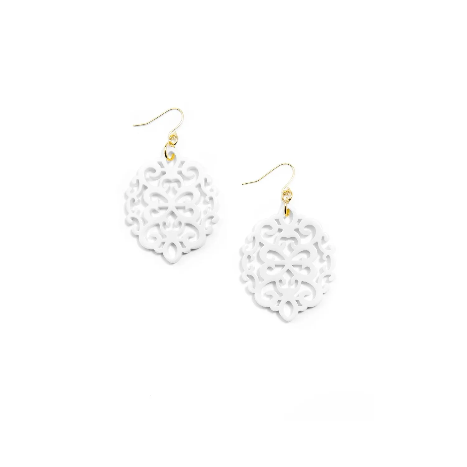 Zenzi Modern Damask Earrings White