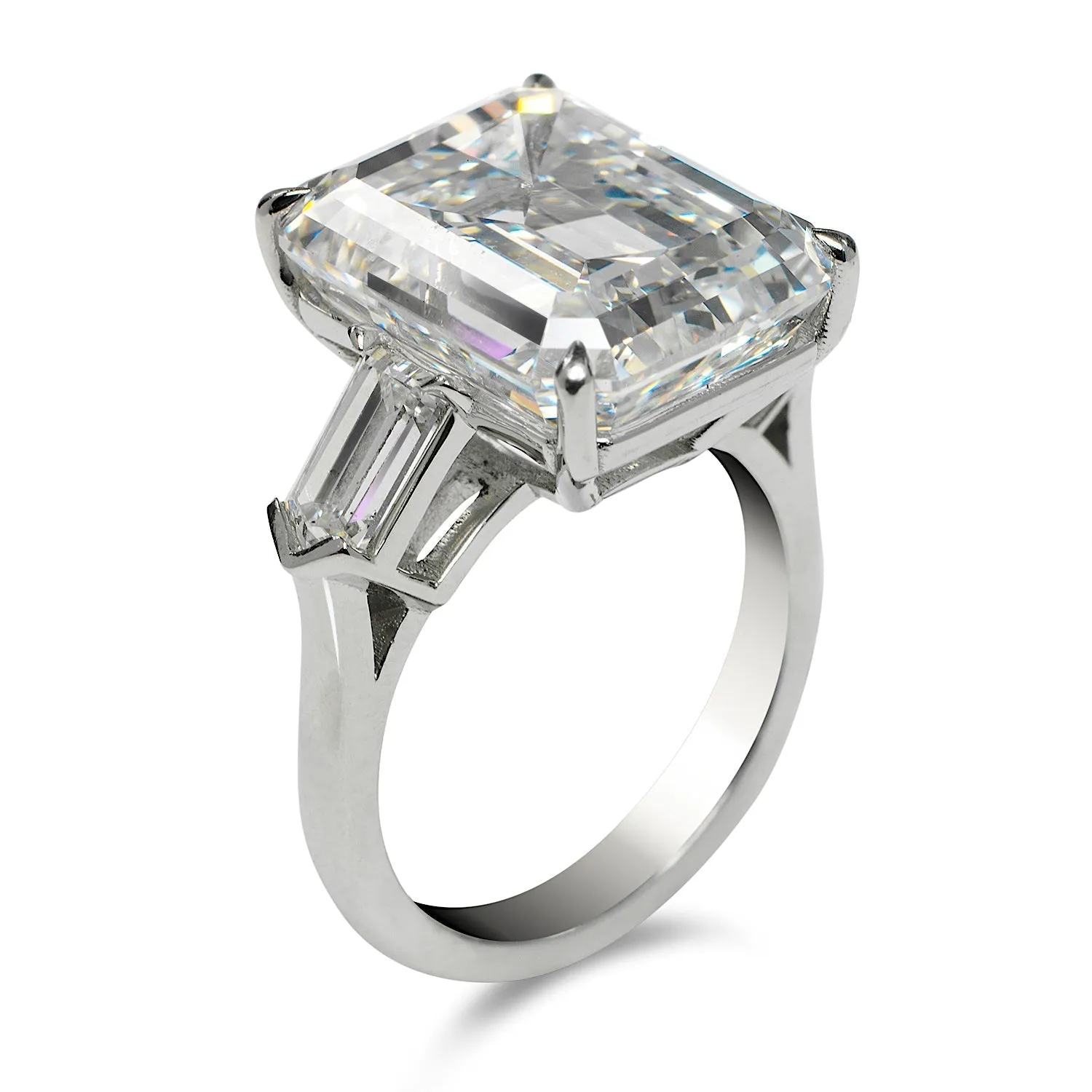 ZIVA 15 CARAT EMERALD CUT F COLOR VVS1 CLARITY DIAMOND ENGAGEMENT RING PLATINUM GIA CERTIFIED 14 CT F VVS1 BY MIKE NEKTA